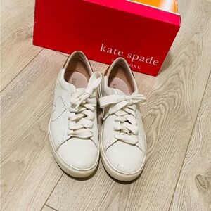 COPY - Kate Spade Angelise White Gold Leather Silhouette Sneakers Tennis Shoes …